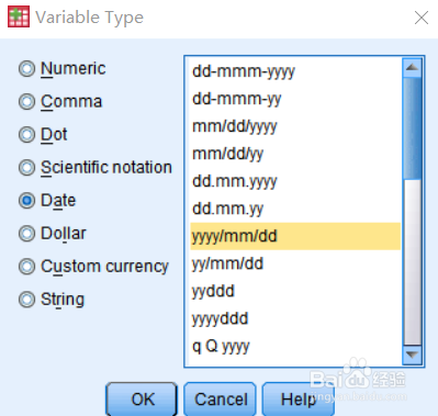 excel的日期数据导入spss，且保持日期型