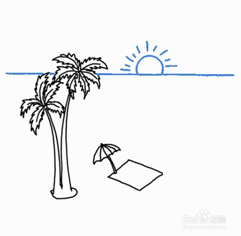 如何绘制海滩日落场景