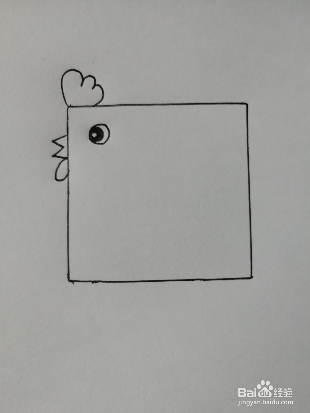 如何使用正方形画出一个简单的小公鸡
