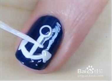 海军风美甲画法教程