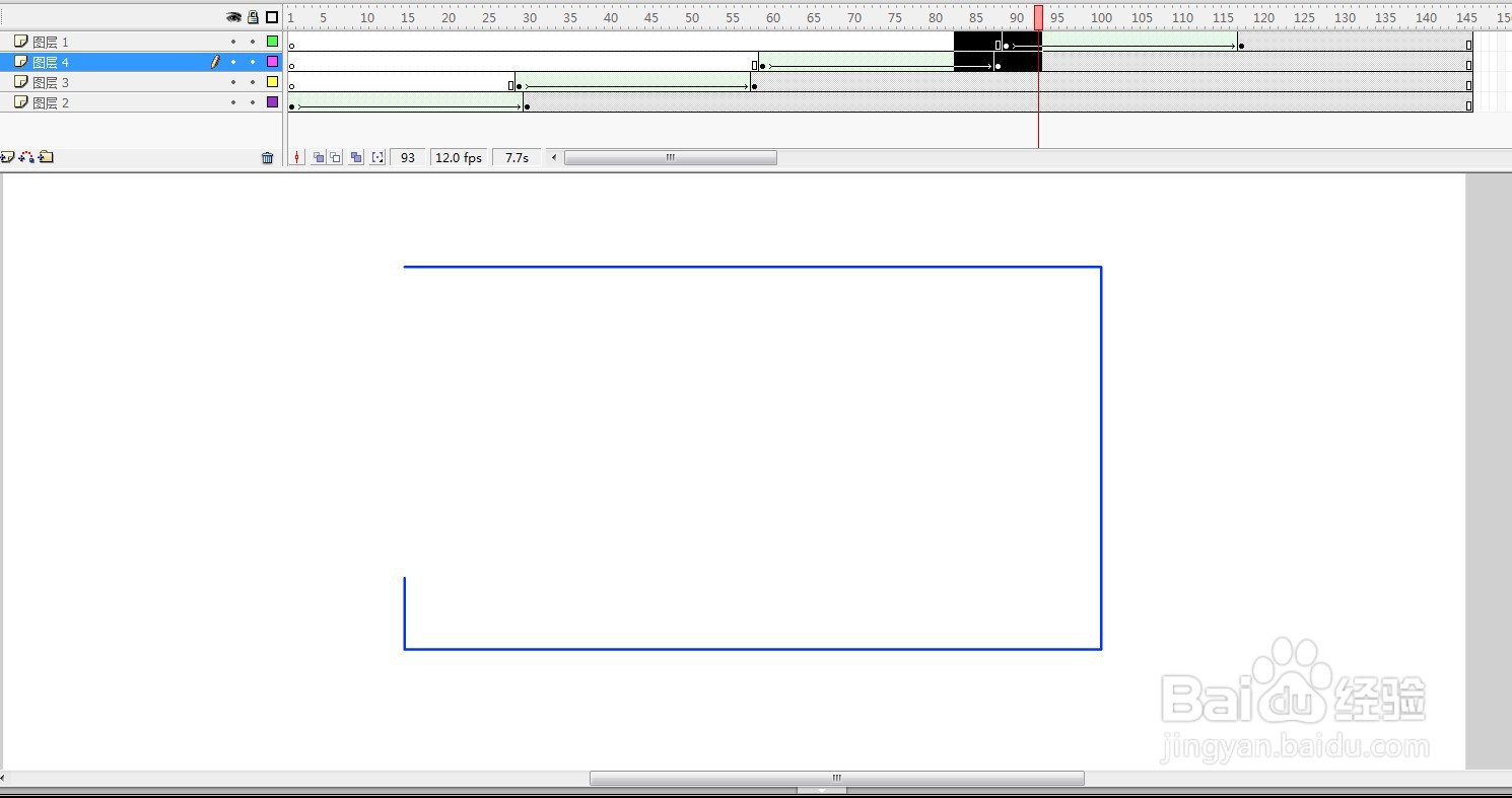 flash用形状补间动画展示矩形画法
