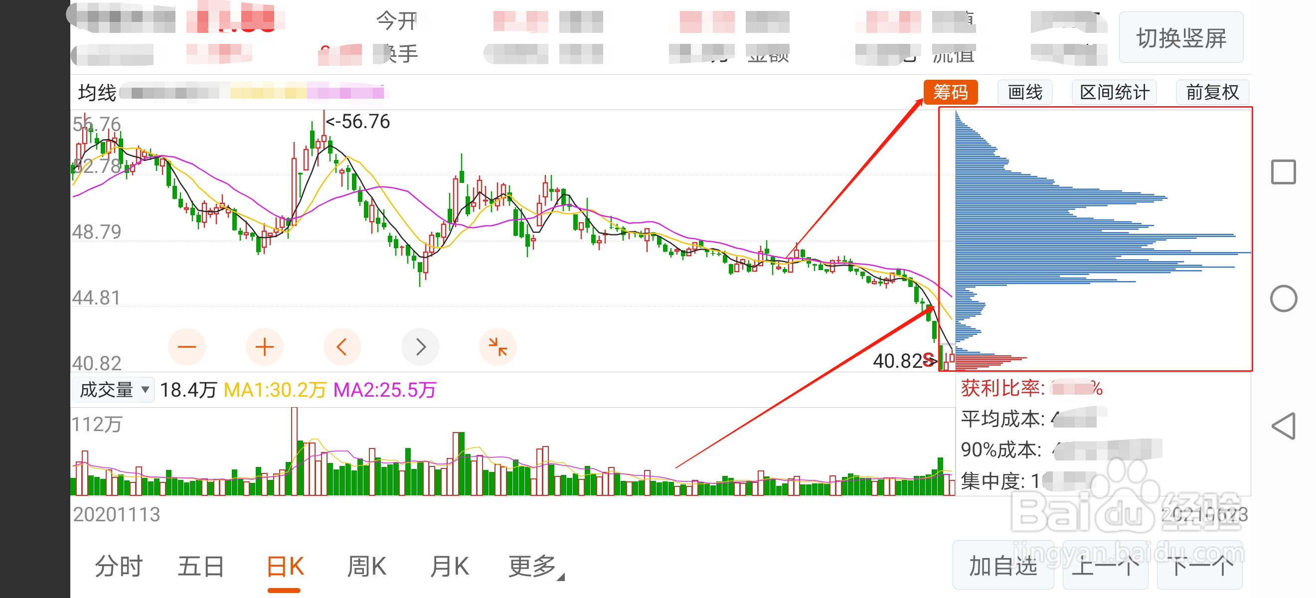 东方财富如何调出个股筹码分布图？