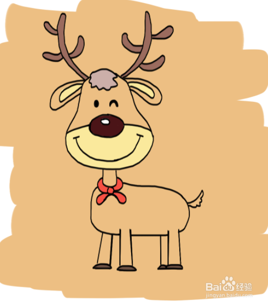 圣诞节快到了,今天我们来画一个给圣诞老人拉车的麋鹿
