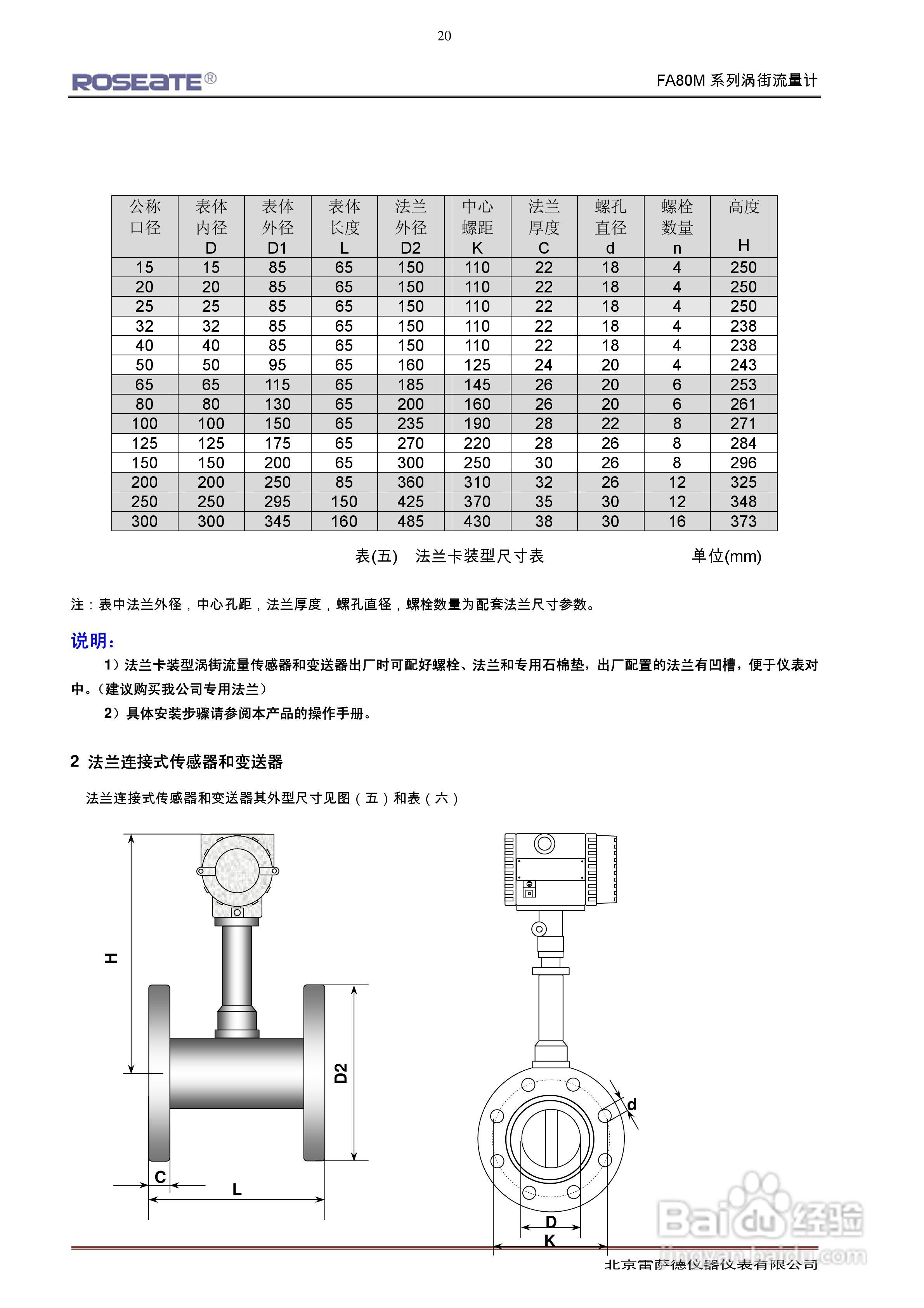 ROSEATE FA80M系列涡街流量计说明书:[2]