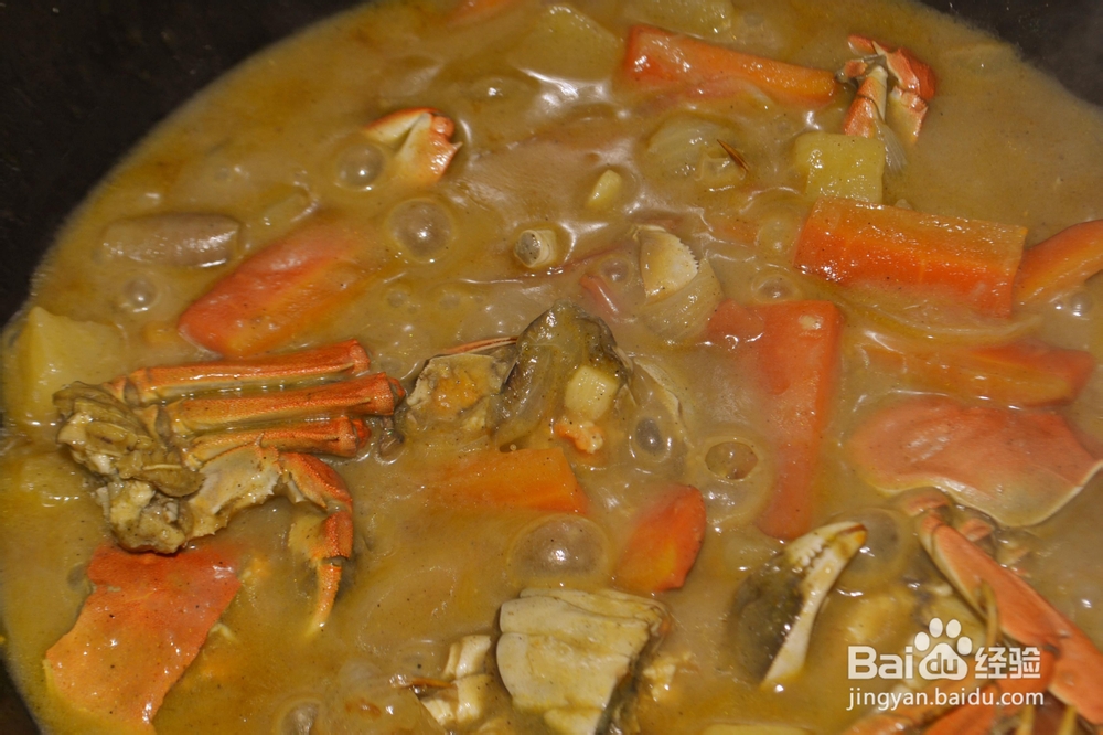 味美鲜香的椰浆咖喱河蟹大闸蟹