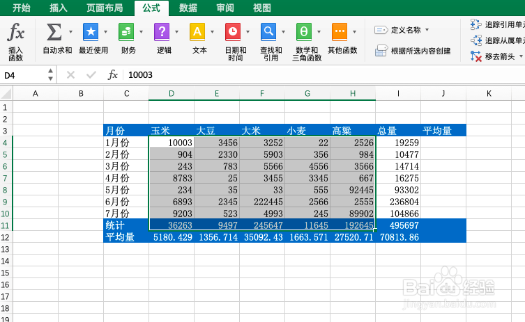 Excel如何快速统计总数或平均数