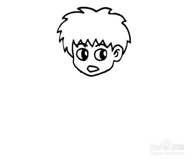 玩花样篮球的男孩简笔画
