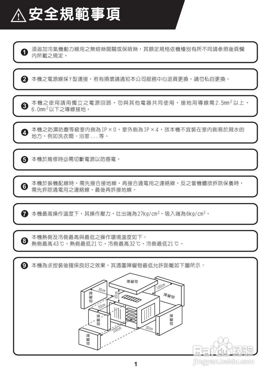 声宝AW-SA18型窗型冷气机说明书
