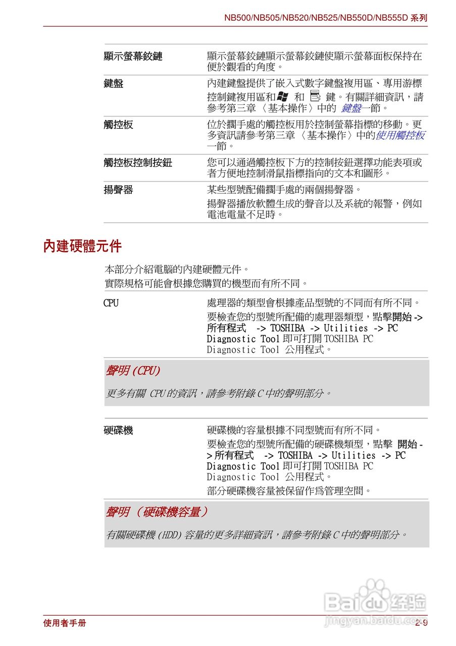 东芝Minibook NB500//NB550D笔记本电脑使用說明書:[4]