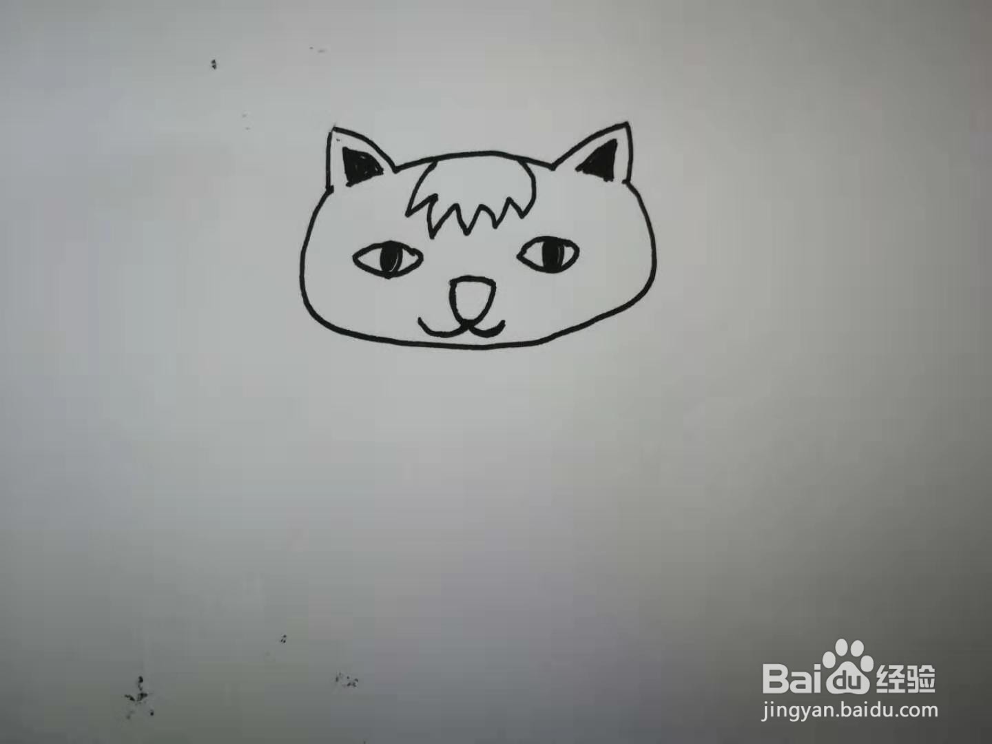 如何画出黑白简笔画小猫头