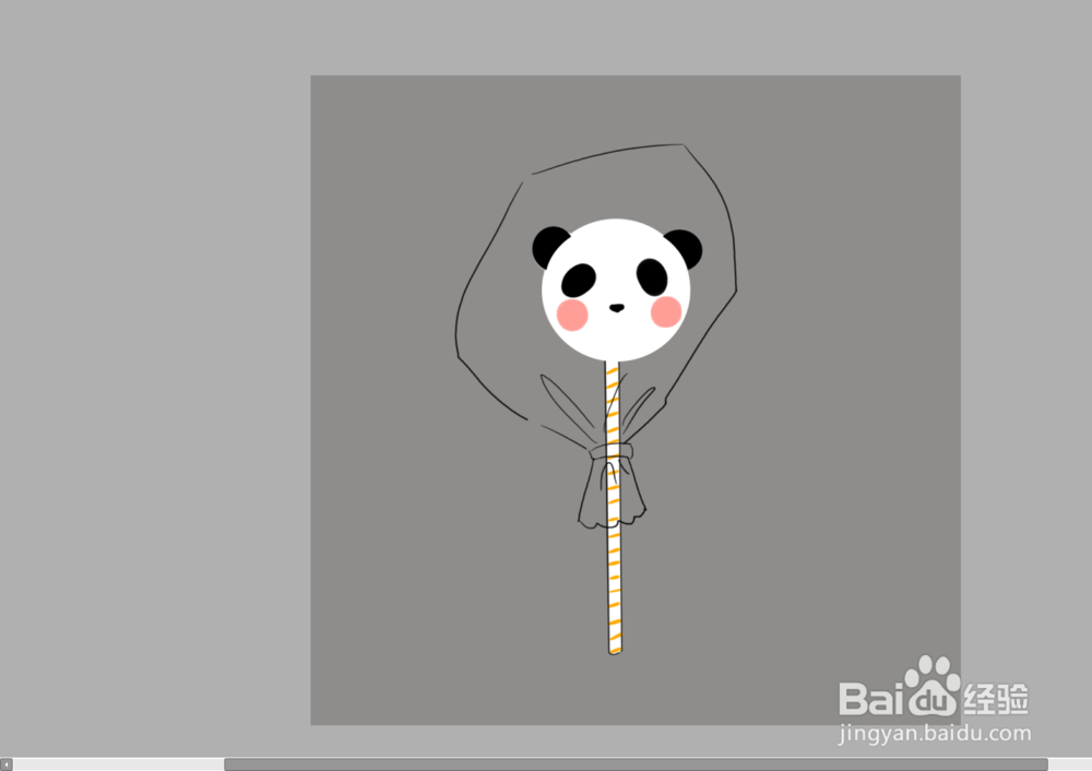 如何画超可爱的熊猫棒棒糖