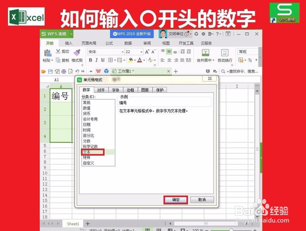 单元格中怎么输入0开头的数字?