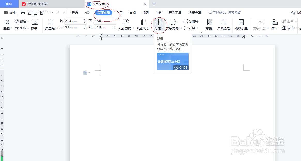 WPS文字处理 2022如何设置自定义分栏
