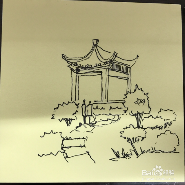 如何绘制景亭速写