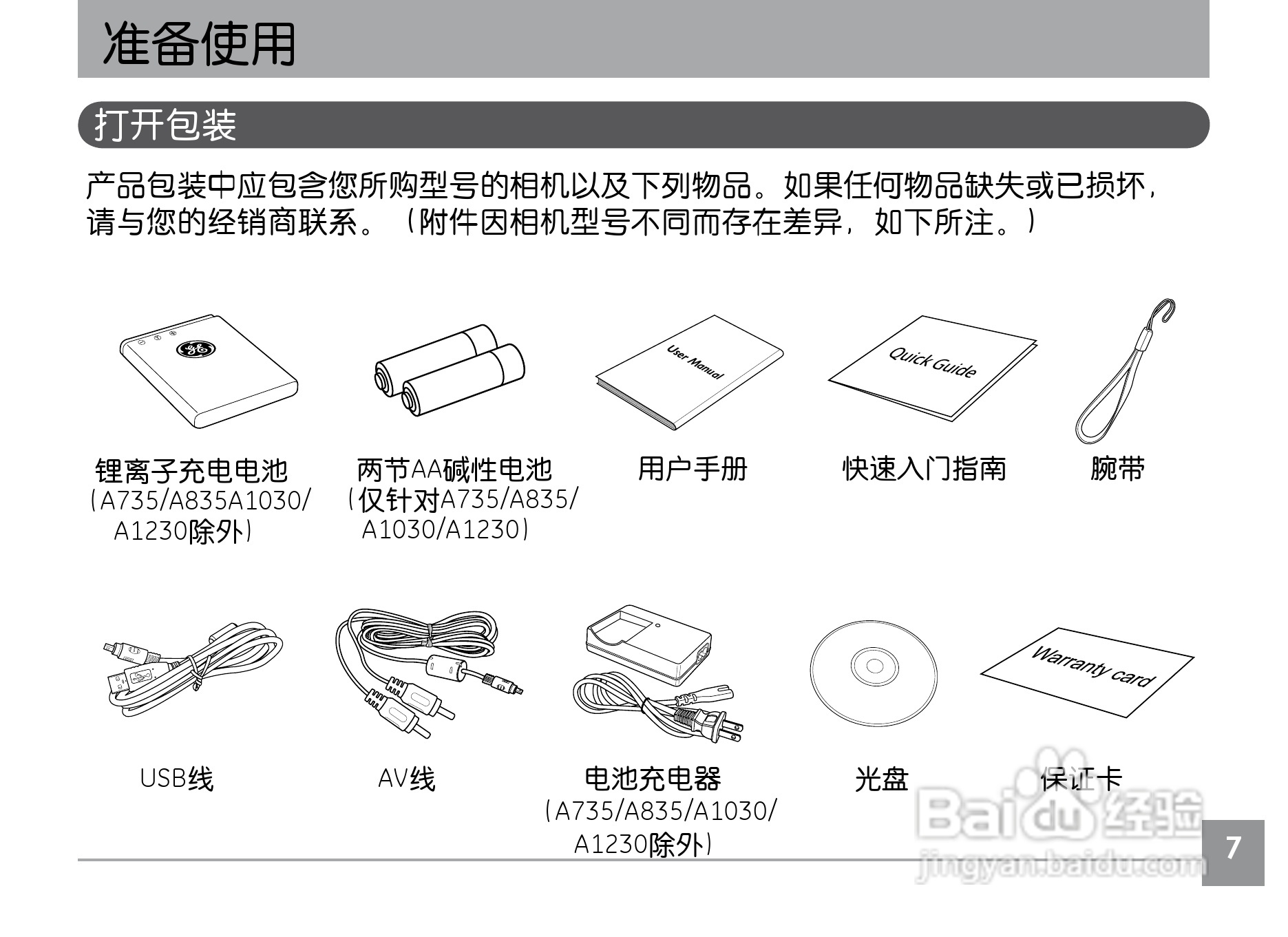 GE通用A1230数码相机说明书:[2]