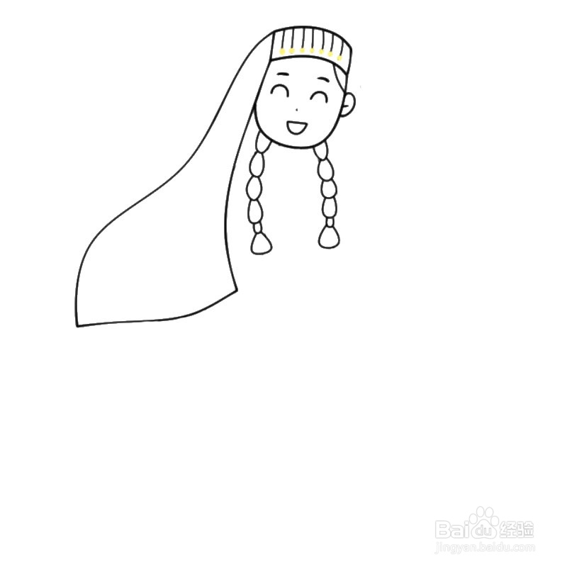 简笔画-如何画Q版塔吉克族女人的简笔画