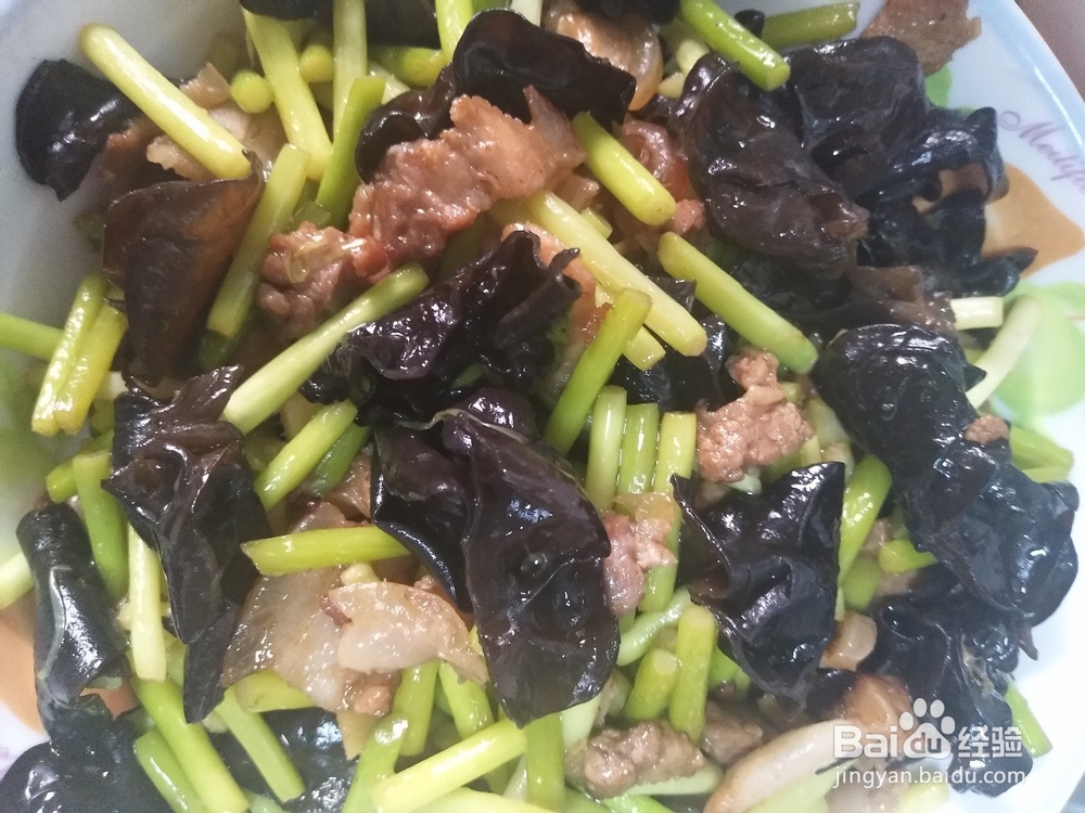 蒜苔木耳炒肉的家常做法