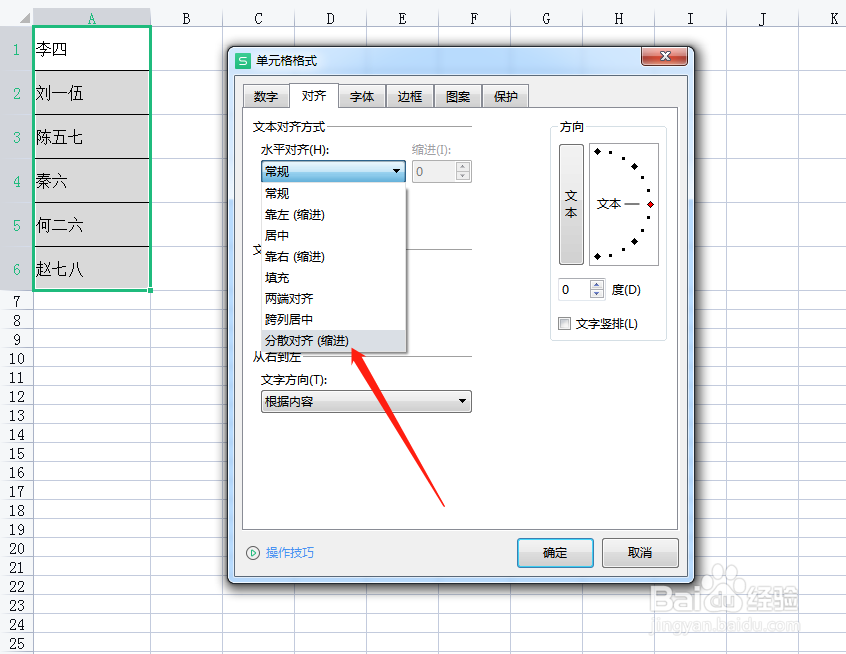 怎么快速使单元格中的名字两侧对齐