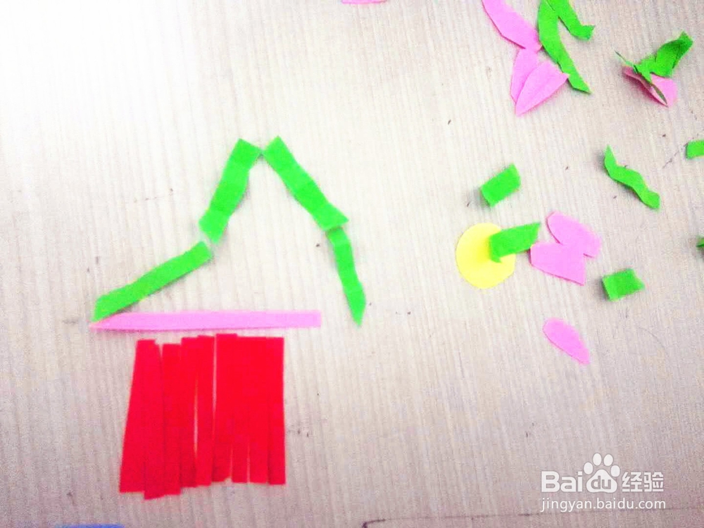 用彩色碎纸拼画儿