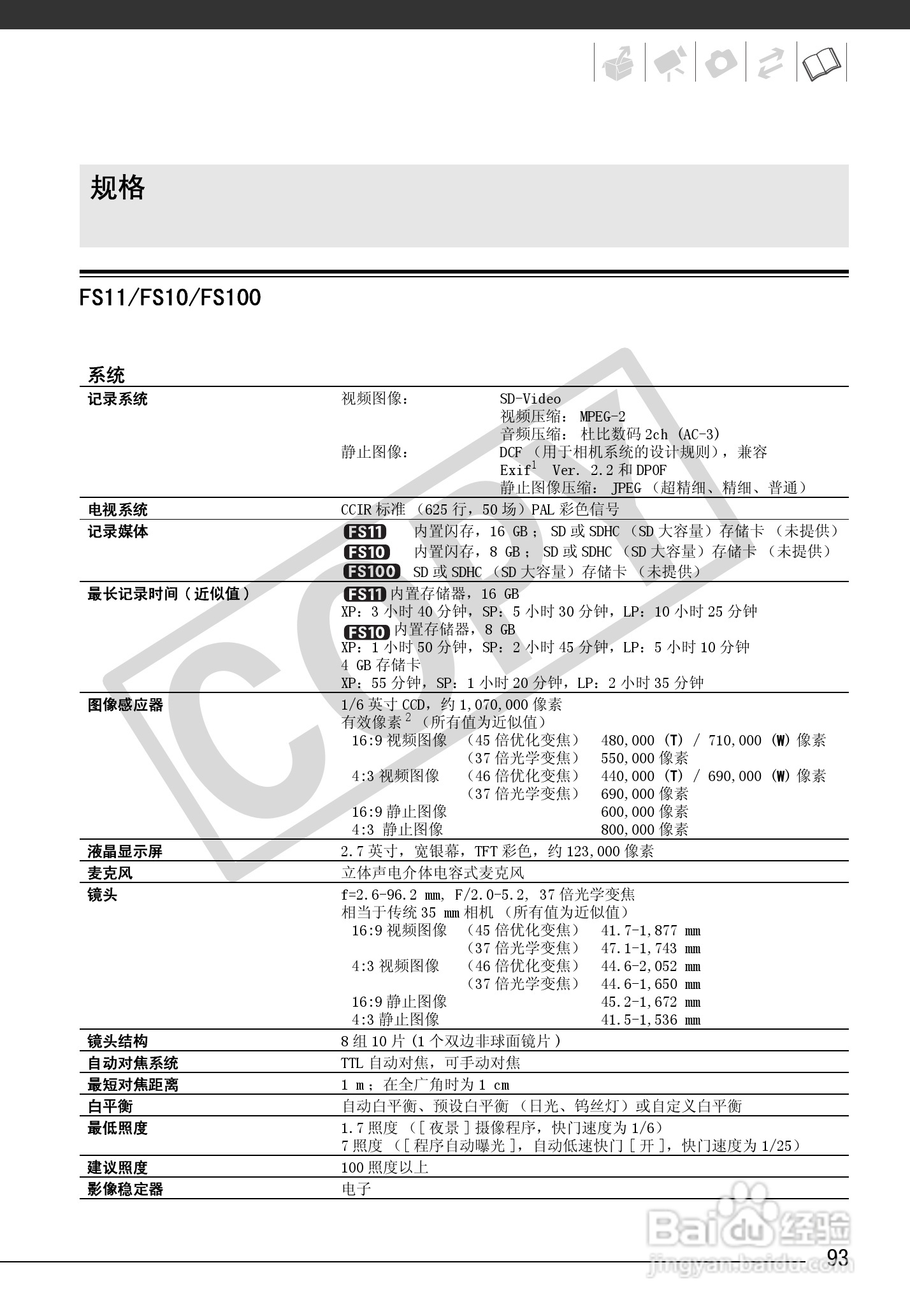 佳能FS100数码摄像机使用说明书:[10]