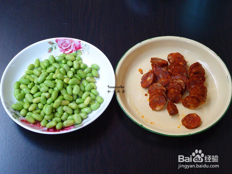 简单菜香肠炒毛豆