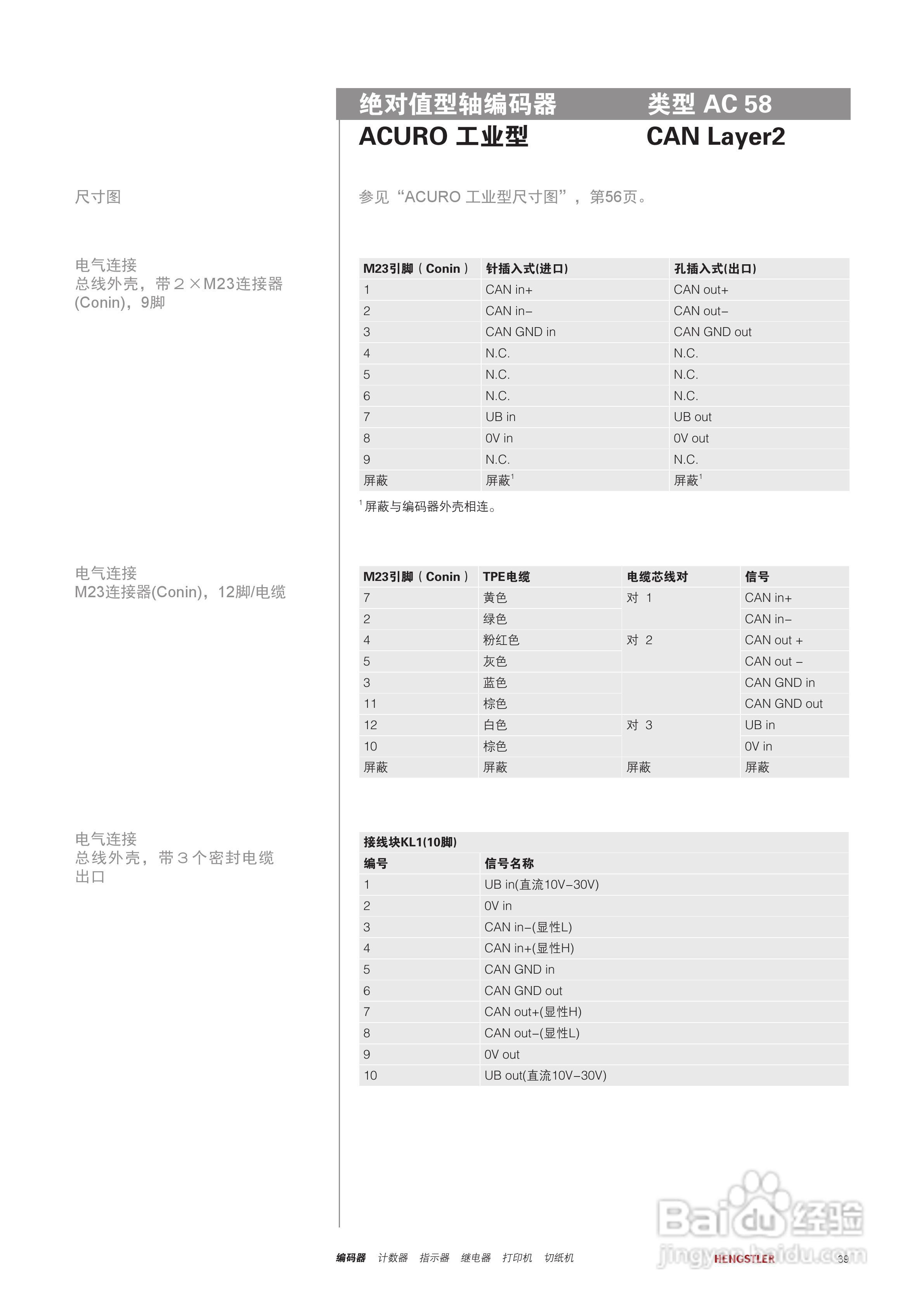 Hengstler 绝对值型编码器产品说明书:[4]