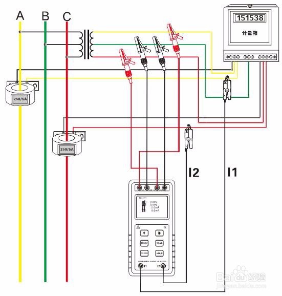 如何测量电能表上的功率相位角ES2010E相位表