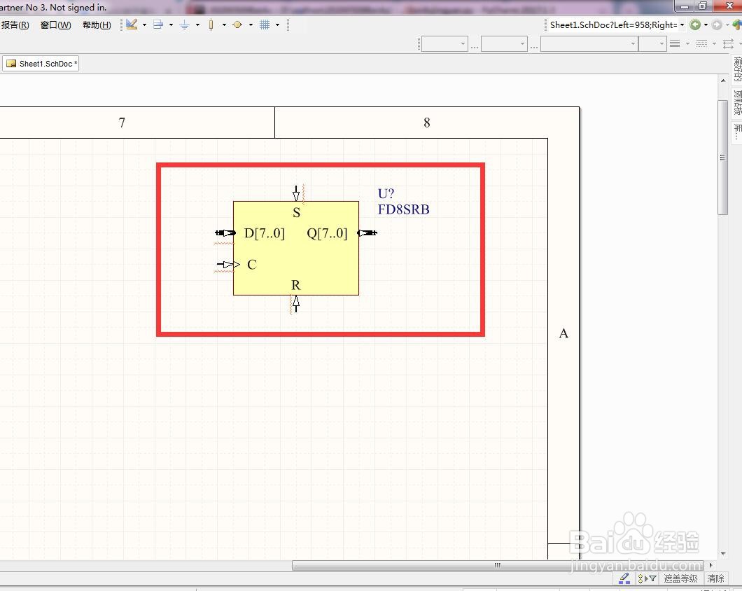 如何在AD中放置异步置位复位总线8位D型触发器？