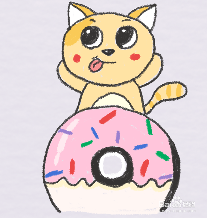 小猫咪吃甜甜圈怎么画