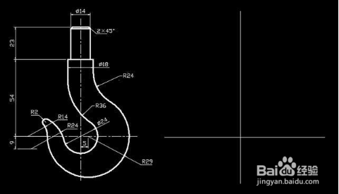 机械制图吊钩手工画法