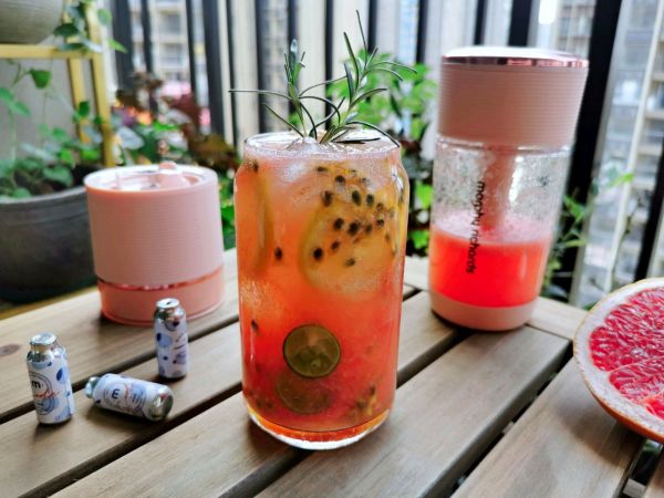 自制西柚百香果气泡水