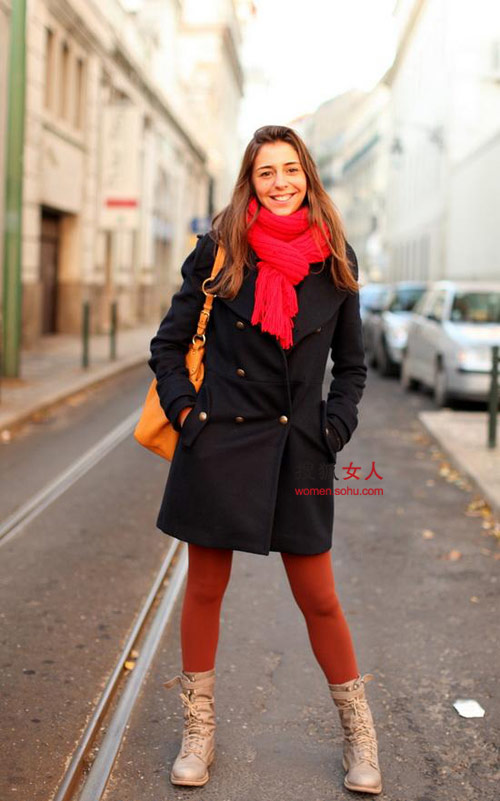 大衣+打底裤时髦温暖搭