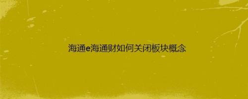 海通e海通财如何关闭板块概念