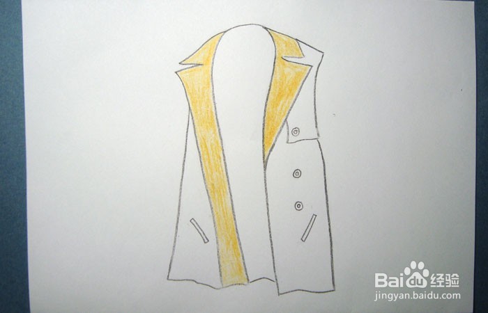 彩铅如何画无袖V领风衣