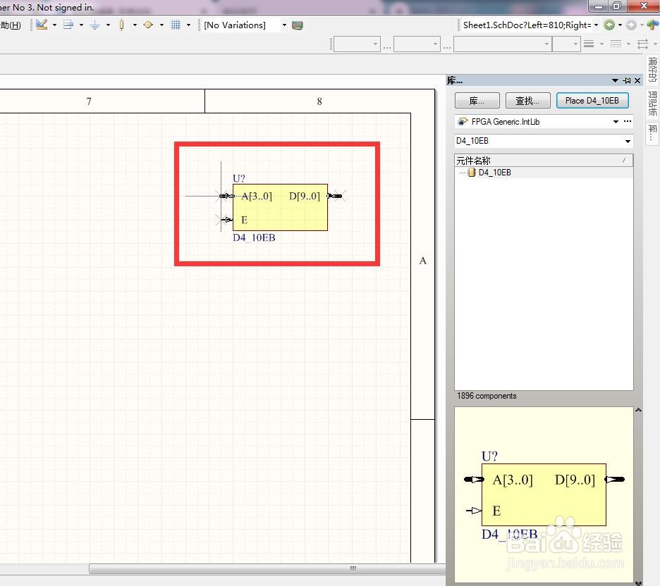 如何在AD中放置4转10总线使能解码器？