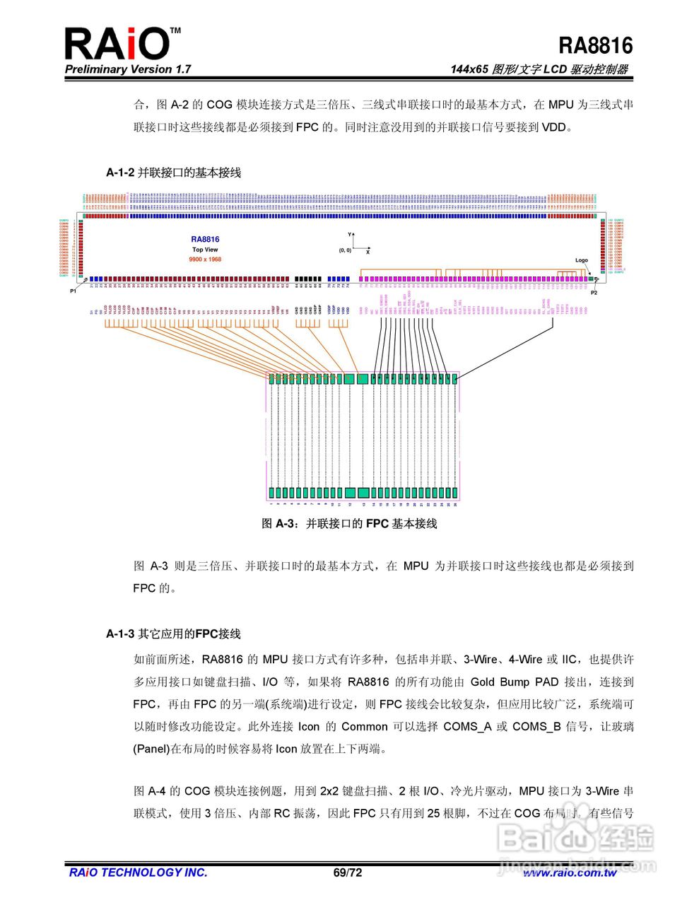 RAiO RA8816 144x65图形/文字LCD驱动控制器说明书:[7]