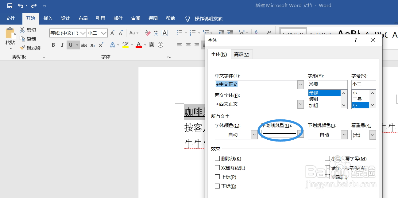 如何在word中为文字增加双下划线