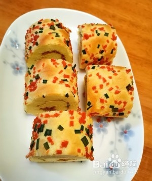 肉松火腿葱香蛋糕卷