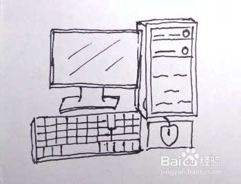 幼儿简笔画：怎么一步一步画一台台式电脑？简单