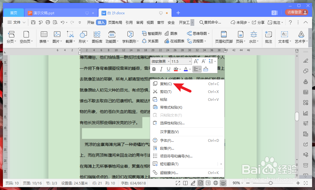 怎么复制word文档一整页