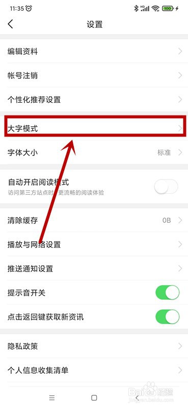 有柿如何开启大字模式