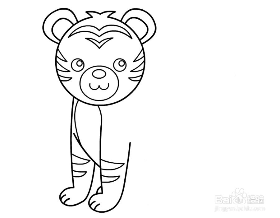 可爱的小老虎简笔画 分步画法