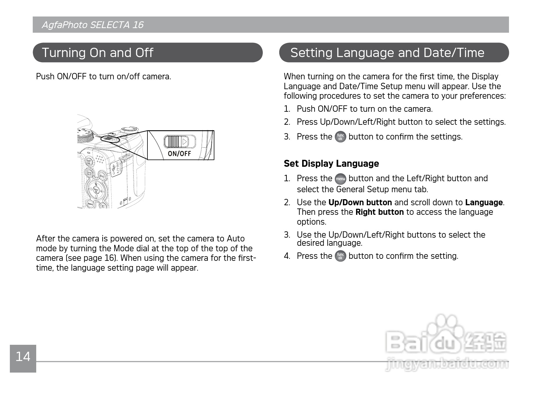 爱克发AgfaPhoto SELECTA 16数码相机使用说明书:[2]