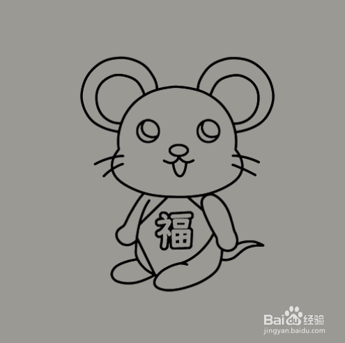 如何手工画坐等红包的老鼠的简笔画？