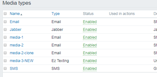 如何在zabbix中删除媒体类型？