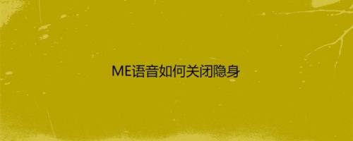 ME语音如何关闭隐身