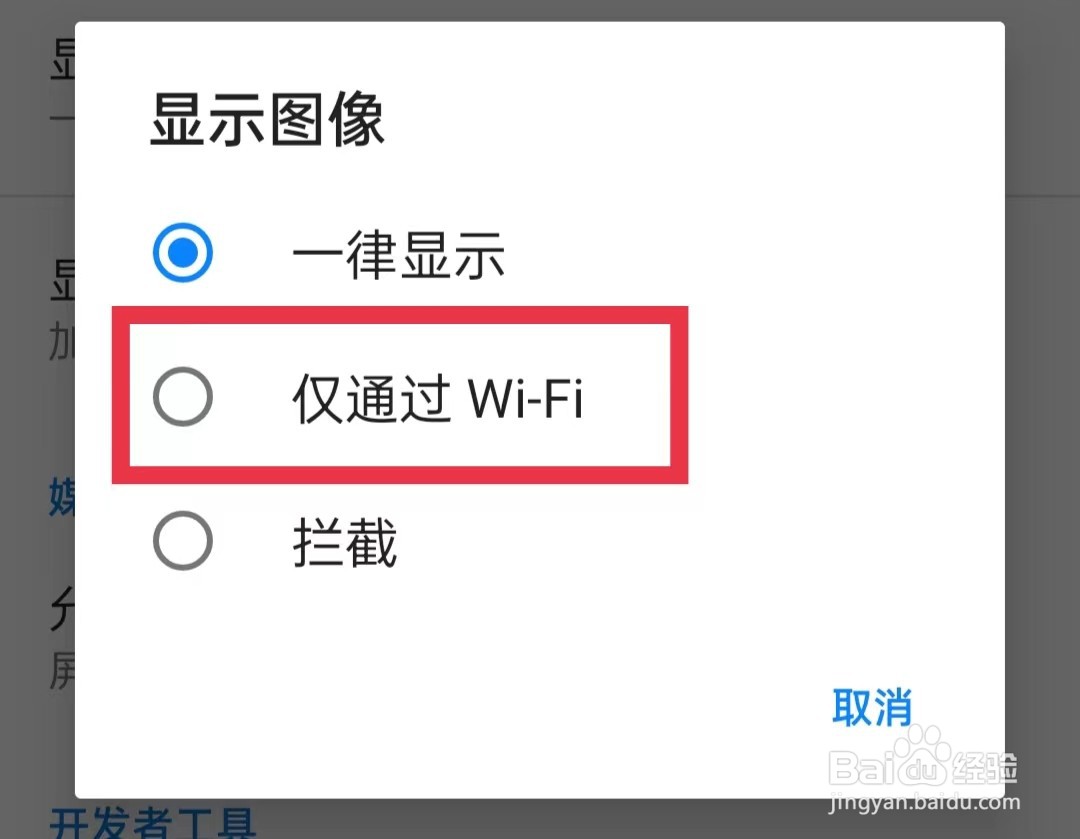 蚂蚁浏览器仅通过WiFi显示图像