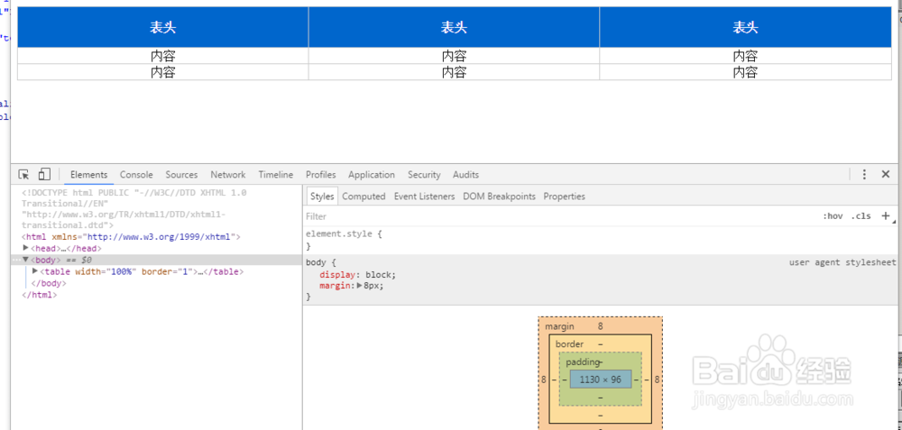 css设置表格表头高度和样式