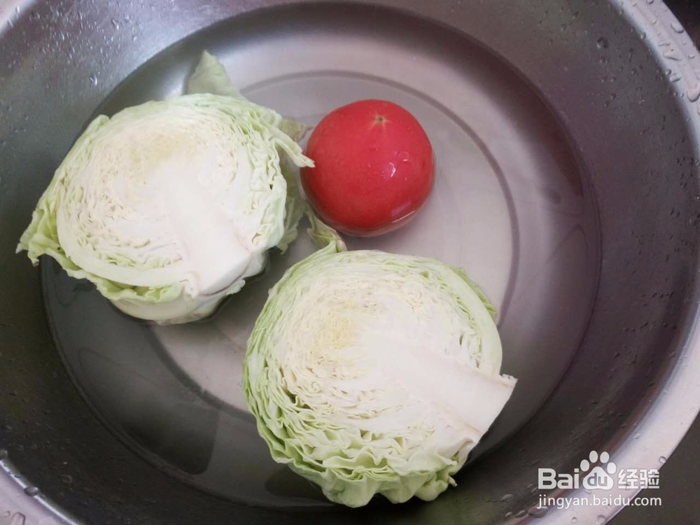 家常菜红西柿炒甘蓝