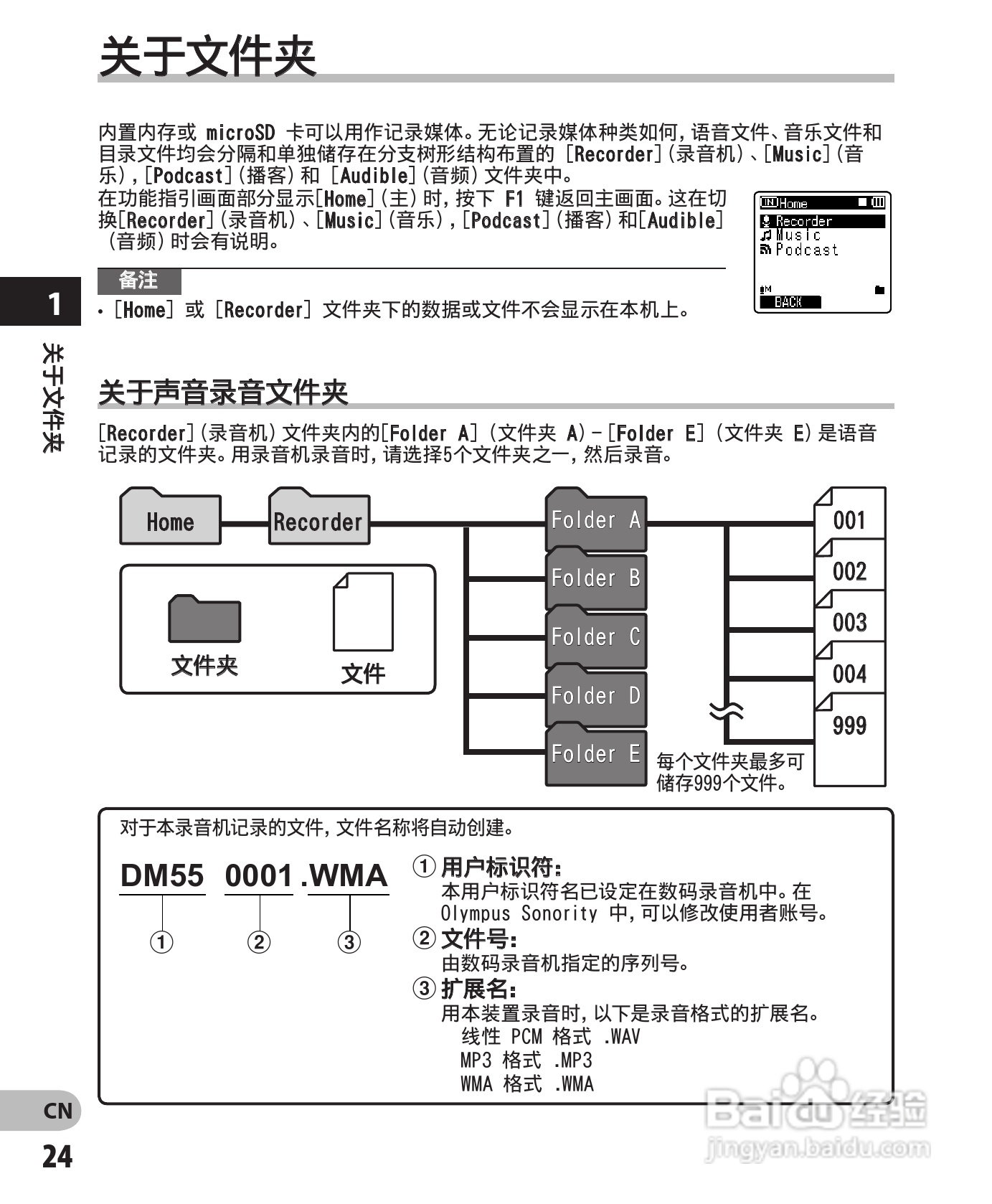 奥林巴斯录音笔DM-450型使用说明书:[3]